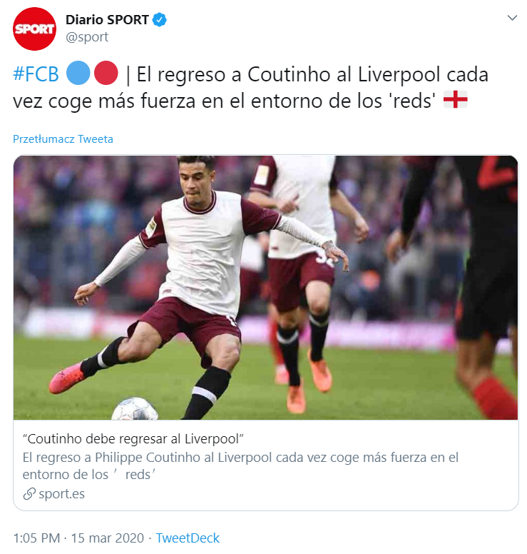 ''Diario Sport'': WIELKI POWRÓT COUTINHO!?